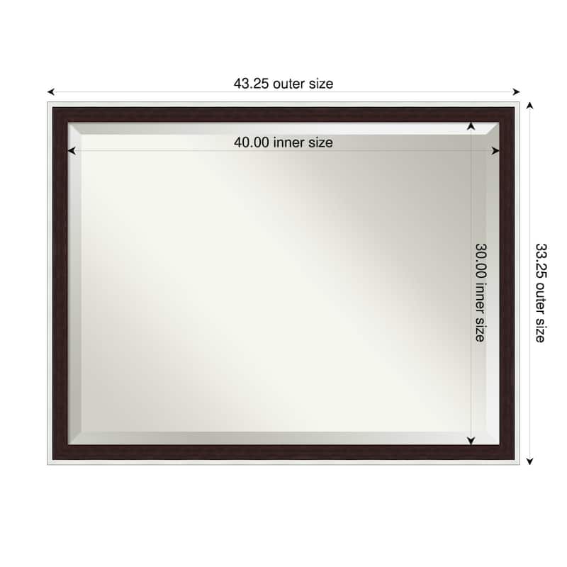 Maya Beveled Framed Wall Mirror - 43 x 33 in - Maya Espresso Silver