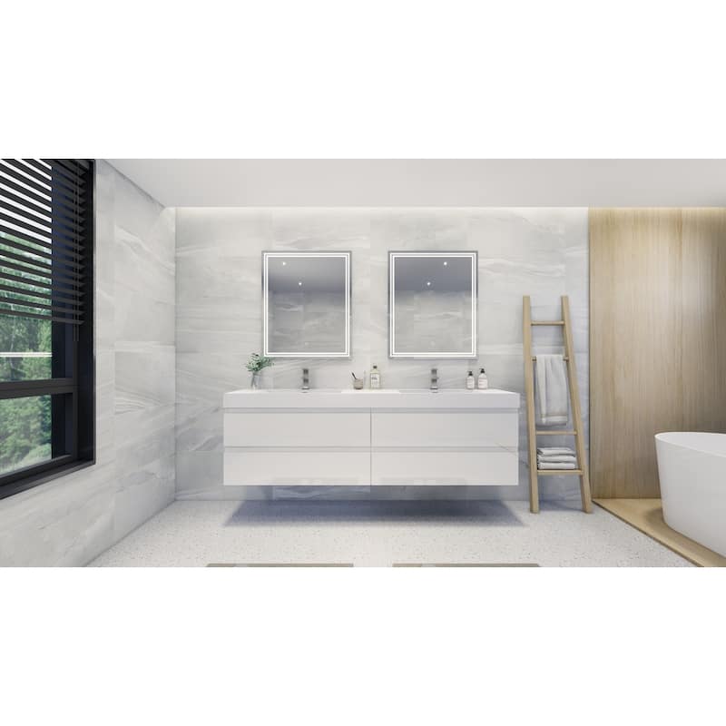 Baillie 84'' Wall-Mounted Vanity with Double Reinforced Acrylic Sink