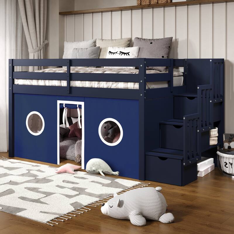 Taylor & Olive Trillium Low Loft Twin Bed with 3 Step-Stairway