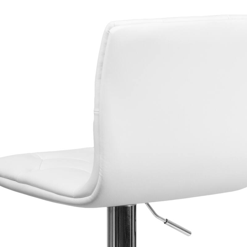 Contemporary Button Tufted Vinyl Adjustable Height Barstool with Chrome Base - 15"W x 18"D x 35.25" - 43.75"H
