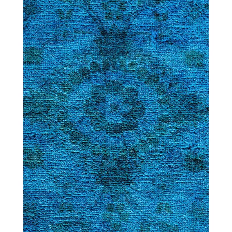 Overton Hand Knotted Wool Vintage Inspired Modern Contemporary Overdyed Blue Area Rug - 9' 3" x 12' 1"
