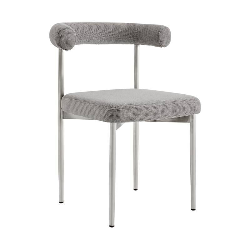 HomeRoots Set of Two Gray And Silver Upholstered Polyester Open Back Dining Side Chairs