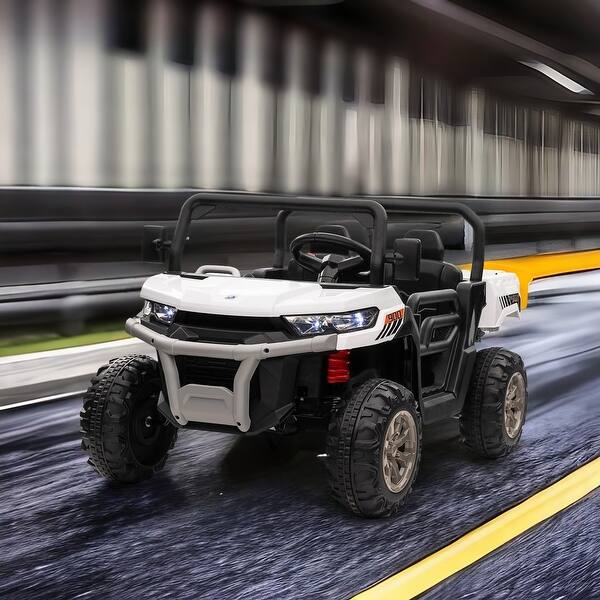 slide 2 of 27, 24V Ride On Truck 2 Seater Ride On UTV with 2x200W Motor Ride On Dump Truck White