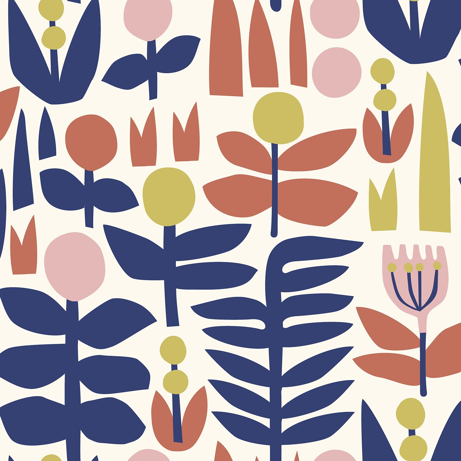 Leah Duncan Red A Bit Of Folk Peel & Stick Wallpaper