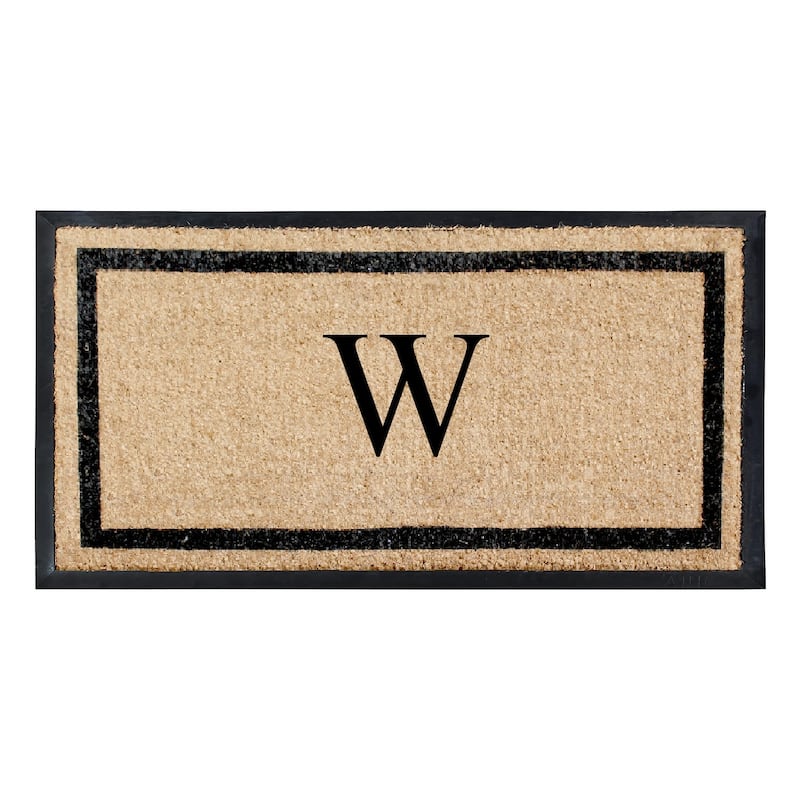 A1HC Rubber and Coir Heavy Weight large Outdoor Durable Monogrammed Doormat 24"X48", Beige - W