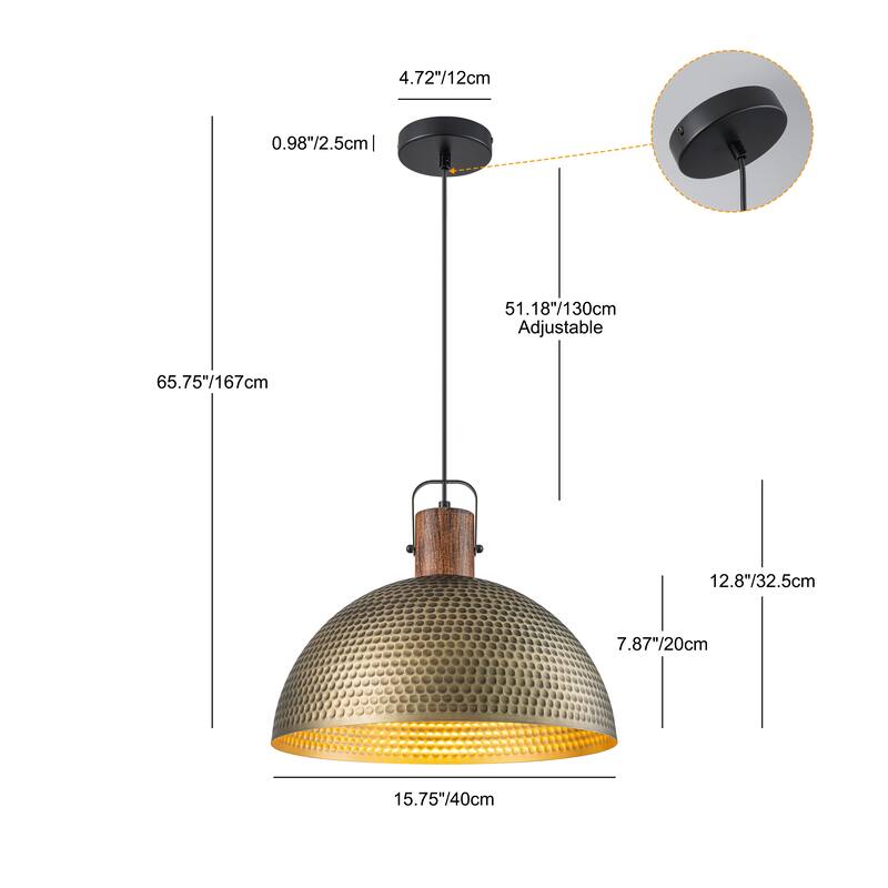Starsky Modern 11.81in./15.75in.Dome Pendant Light with Hammered Shade