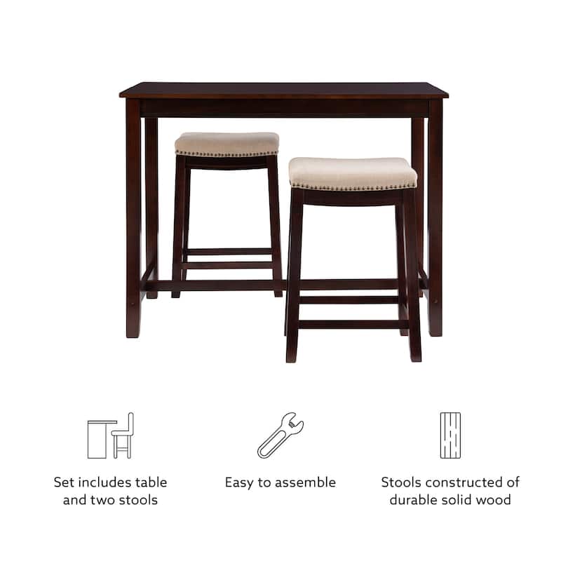3-Piece Counter Table and Stools - 47.25" - Walnut Finish