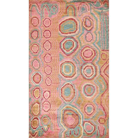 Indoor/ Outdoor Contemporary Abstract Oriental Area Rug Hand-knotted - 5'7" x 8'9"