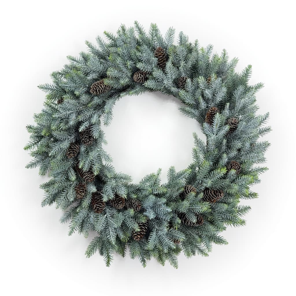 Frosted Pine and Pinecone Wreath 24"