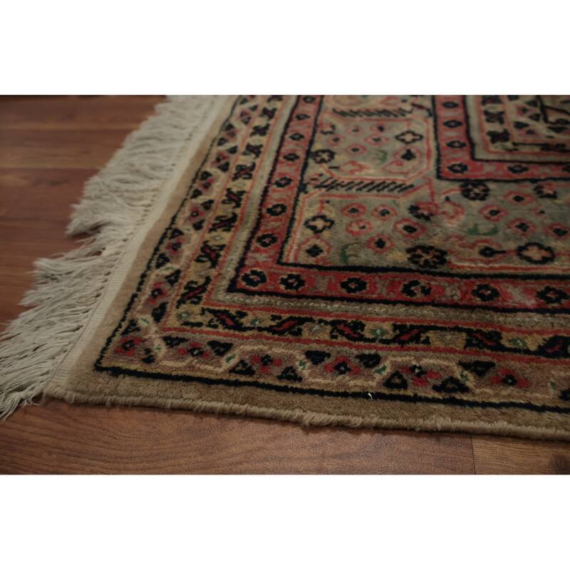 Hand Knotted Oriental 100% Wool Carpet Traditional Geometric Brown Agra Area Rug - 9' 8'' X 6' 8''