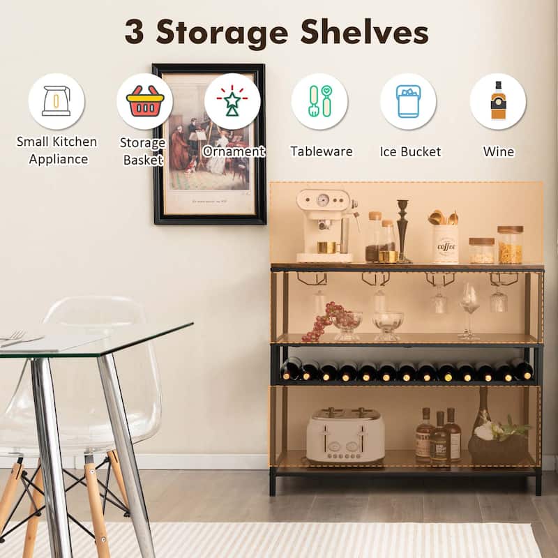 Costway Rustic Wine Rack Table 13 Bottles Wine Bar Cabinet - See Details