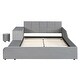 preview thumbnail 86 of 95, Velvet Grounded Bed Mother & Child Bed Platform Slat Bed Frame with Little Round Stool and Bedside Desk for Growing Child