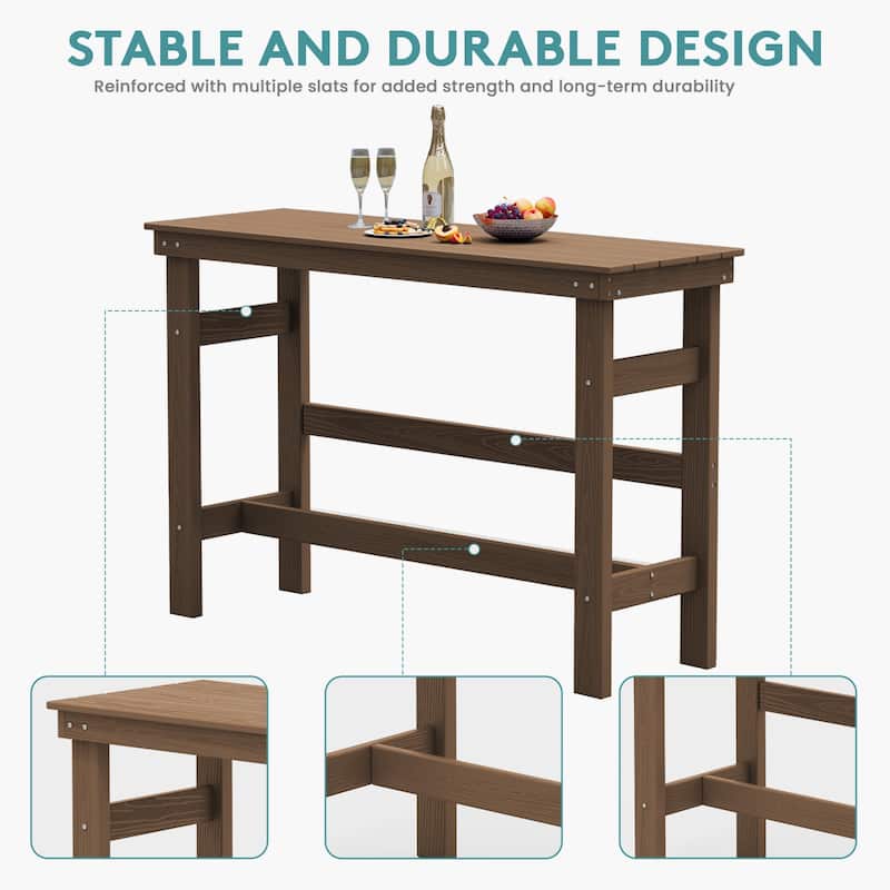 40-inch Outdoor Patio HDPE Pub Bar Table, Balcony Table