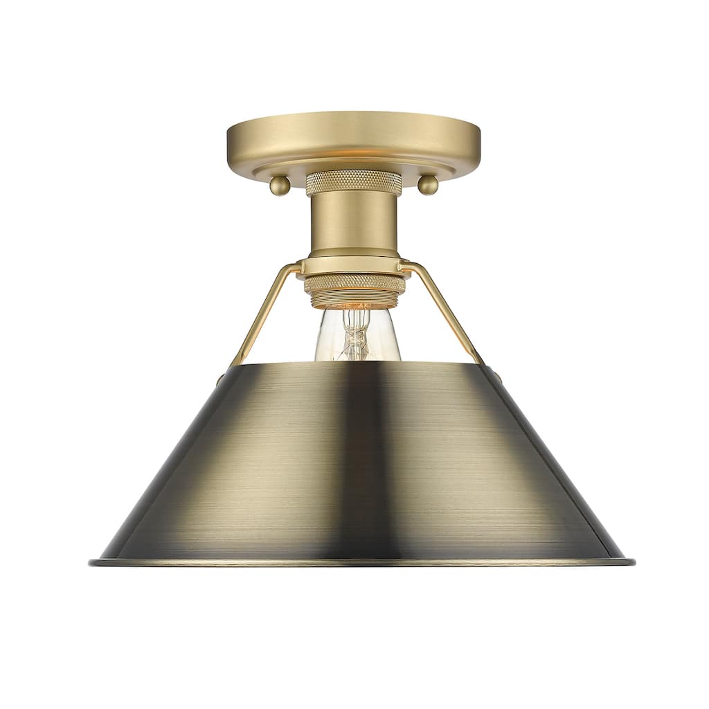 Orwell 1-Light Flush Mount in Brushed Champagne Bronze with Aged Brass - Gold