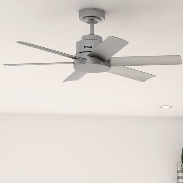 slide 2 of 16, Hunter 44" Kennicott Outdoor Ceiling Fan with Wall Control, Damp Rated - Industrial, Contemporary, Transitional Matte Silver