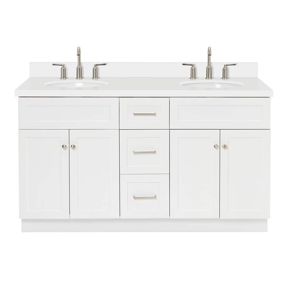 Ariel F061DWQOVO Hamlet 60" Free Standing Double Basin Vanity Set with