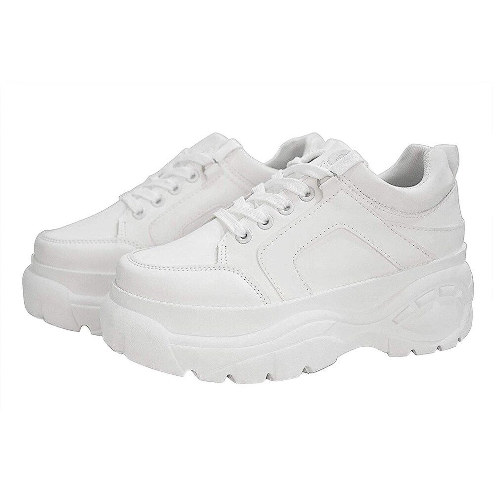chunky platform white sneakers