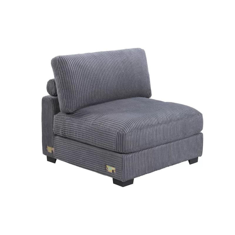 Nolan Armless Modular Chair with Square Frame, Dark Gray Corduroy
