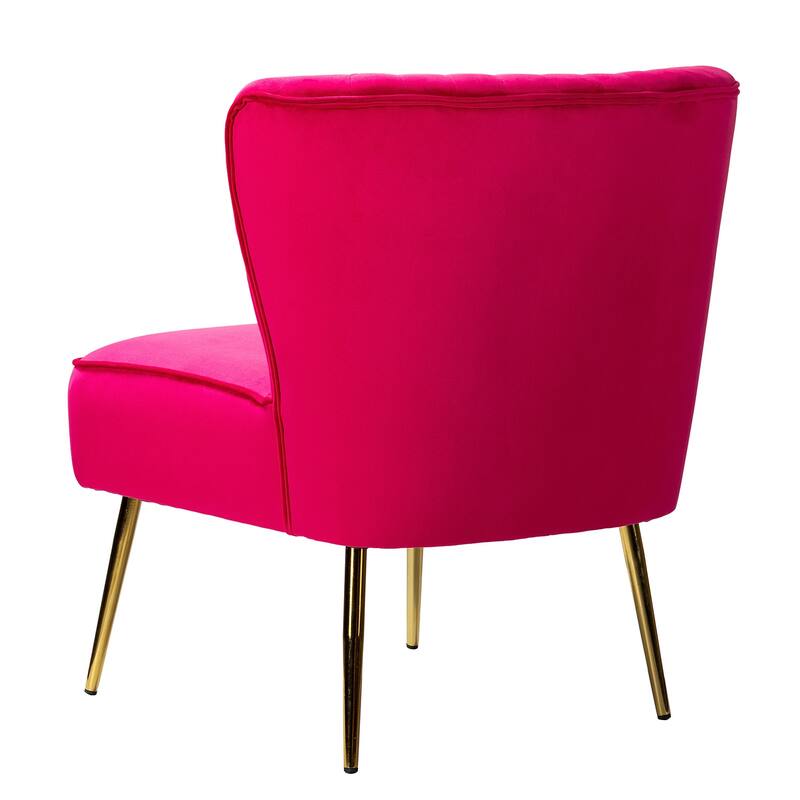 Monica Living Room Armless Accent Comfy Chair with Tufted Back and Metal Legs by HULALA HOME