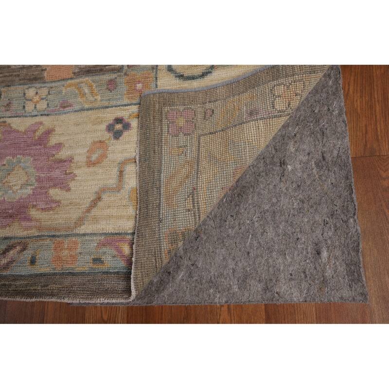 Vegetable Dye Oushak Turkish Rug Hand-Knotted Brown Wool Carpet - 9'2"x 11'10"
