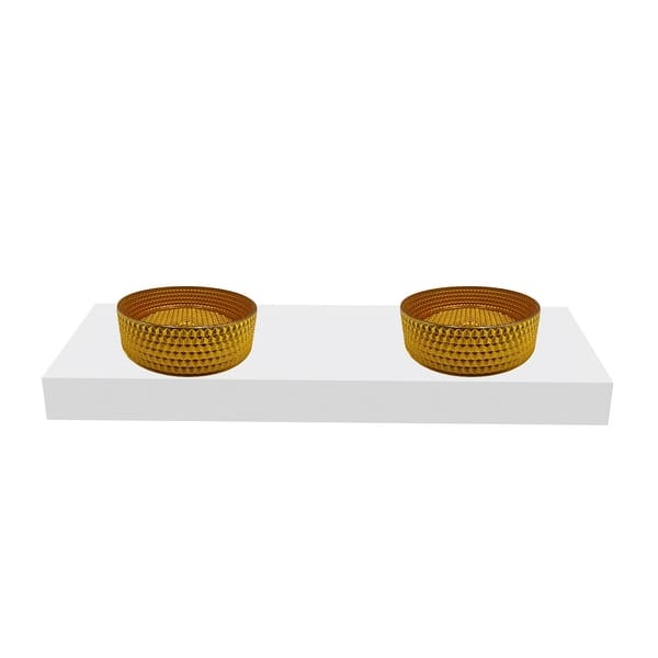 slide 2 of 3, CastelloUSA 16" Round Decorative Gold Crystal Sink With Base 60"