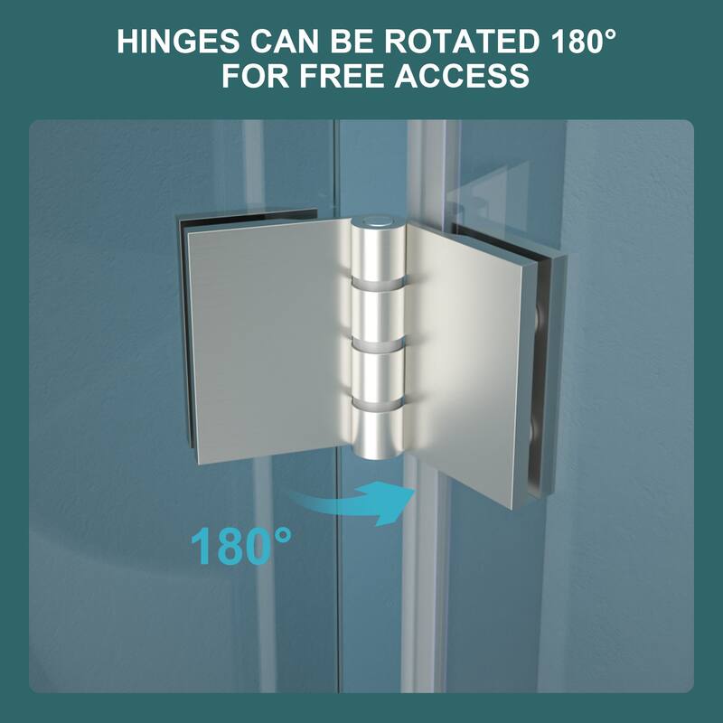 Bi-Fold Frameless Shower Door with Tempered Glass