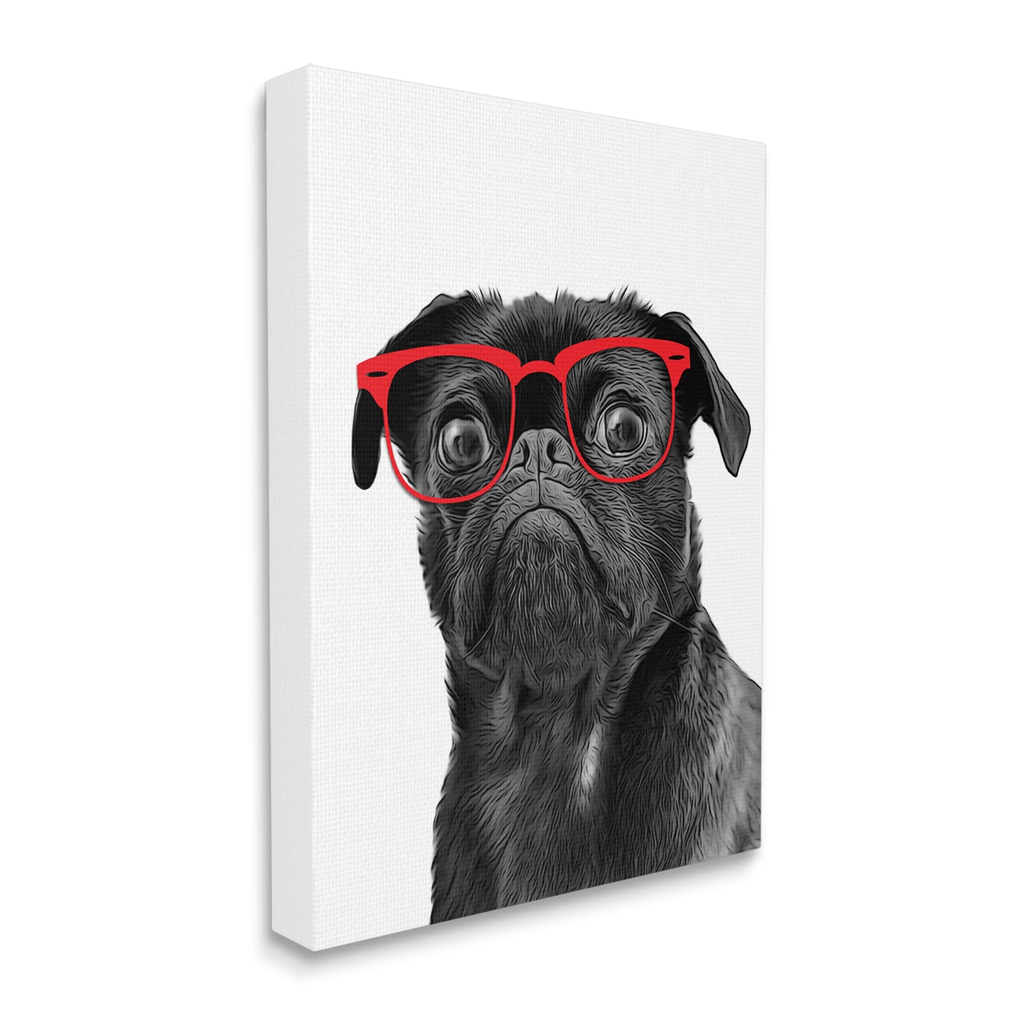 Stupell Industries Au 550 Canvas Funny Dog Face Red Glasses by Annalisa Latella