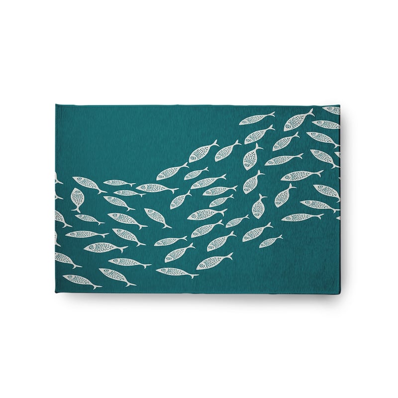 Escuela Nautical Indoor/Outdoor Rug - Ocean Teal - 2' x 3'
