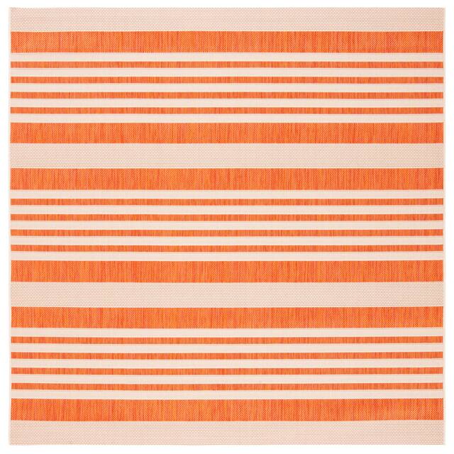 SAFAVIEH Courtyard Charmaine Indoor/ Outdoor Waterproof Area Rug - 5'3" x 5'3" Square - Terracotta/Beige