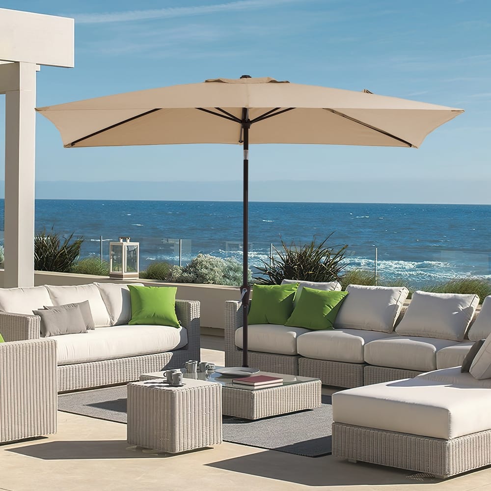 6.5*10ft Rectangular Patio Market Umbrella with Crank & Tilt, UV & Water-Resistant Canopy