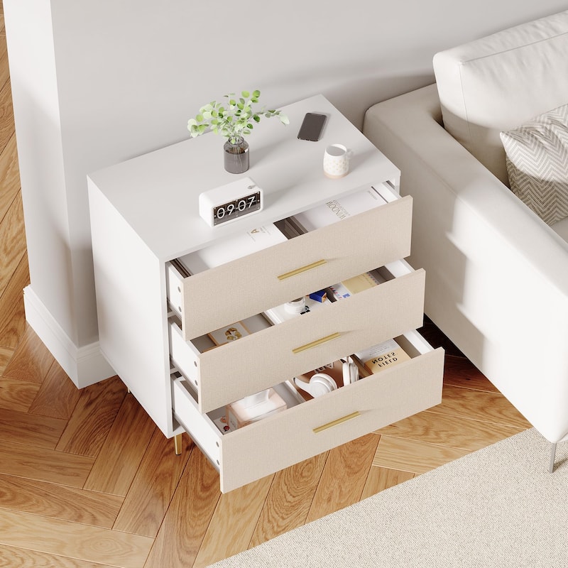 3/5/6/7/8 Drawer Dresser for Bedroom, Modern Wooden Chest of Drawers with Gold Handles