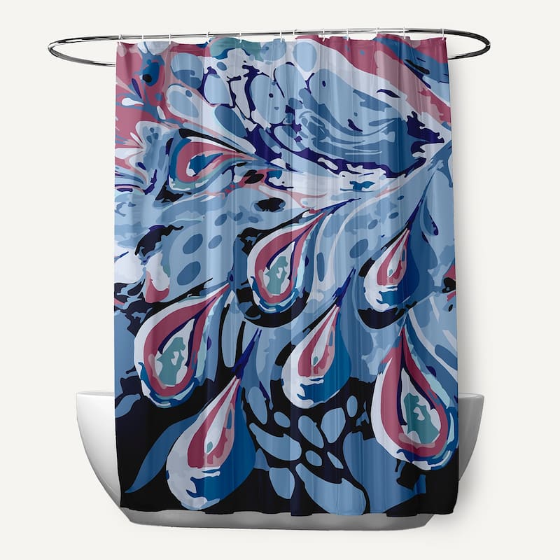 71 x 74-inch Boho Splash Geometric Print Shower Curtain - Blue