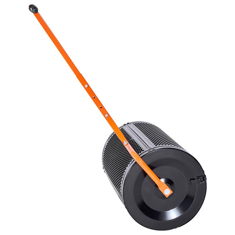 Compost Spreader, 24 in Peat Moss Spreader with T Shaped Handle, 3 Heights Adjustable, Powder-Coated Steel Peat Moss Rolle