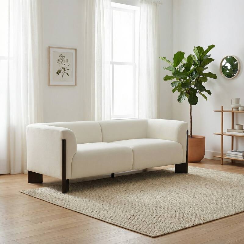 81" Wide Upholstered Velvet/ Chenille Roomy Loveseat Sofa