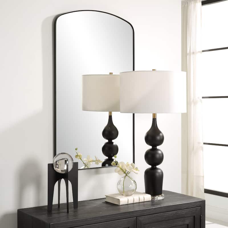 Arched Rectangular Frame Wall Mirror - 40" - Black