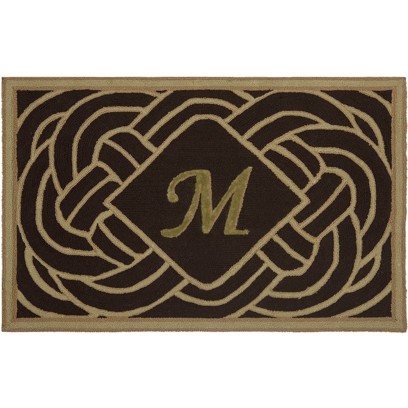 SAFAVIEH Hand-hooked Monogram M Chocolate Rug - 2'6" x 4' - M - Chocolate - Rectangle
