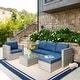 preview thumbnail 1 of 7, Corvus Trey Outdoor 6-piece Aluminum Resin Wicker Sofa Set Navi Blue