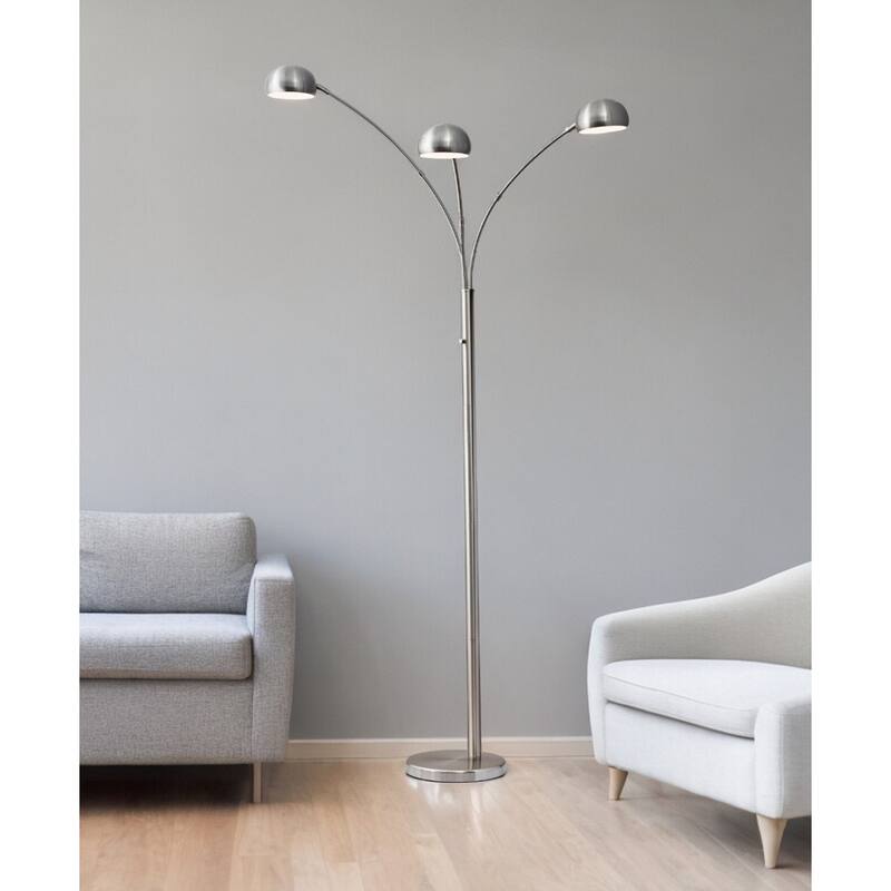 84” High Modern Tree Style Floor Lamp with 3 Light Arms and Bell Shades for Living Room Decor - 84”H x 45”W x 33”D