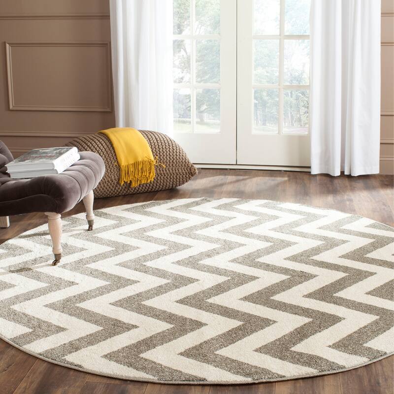 SAFAVIEH Amherst Rinny Modern Rug - 5' Round - Dark Grey/Beige