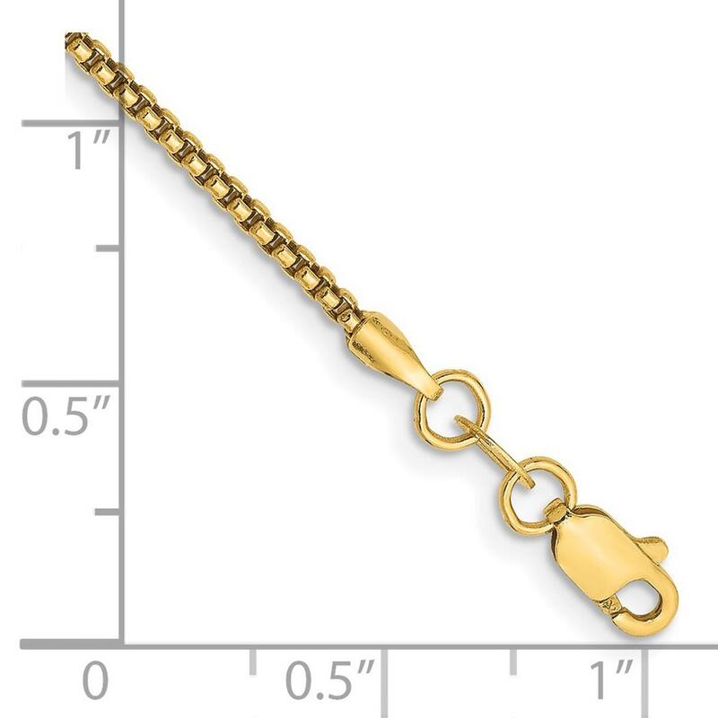 Curata 14k 1.5mm Hollow Round Box Chain Bracelet