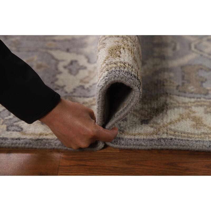 Gray Oushak Oriental Runner Rug Hand-Knotted Wool Carpet - 2'6"x 9'11"