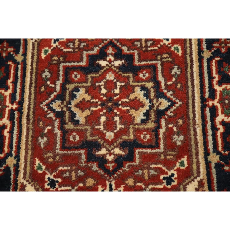 Hand Knotted Oriental 100% Wool Carpet Traditional Medallion Oranges & Rust Heriz (serapi) Area Rug - 3' 0'' X 2' 0''