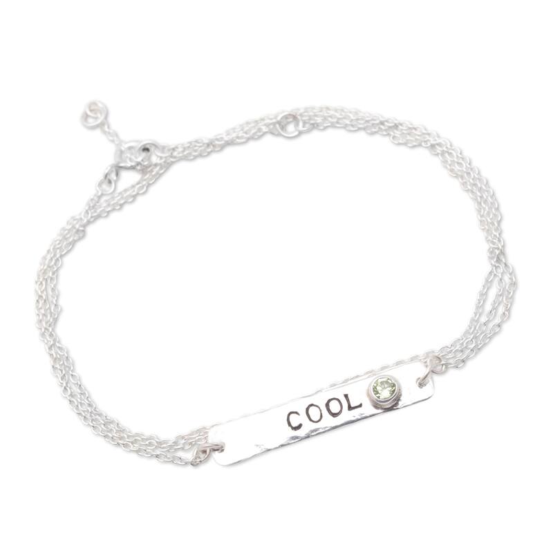 Novica Handmade Cool Green Peridot Wrap Pendant Bracelet