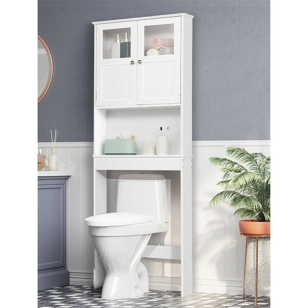 Over The Toilet Storage With 2 Doors And 3 Storage Shelves