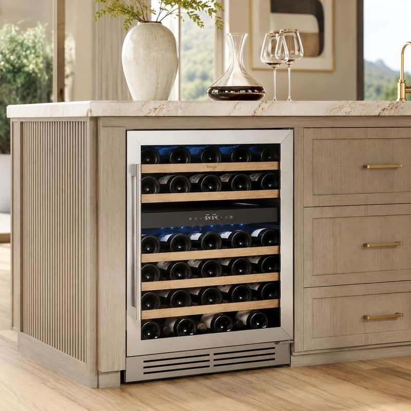 Yeego 24 in. 52 Bottle Dual Zone Built-in Wine Cooler Refrigerator with Front Vent