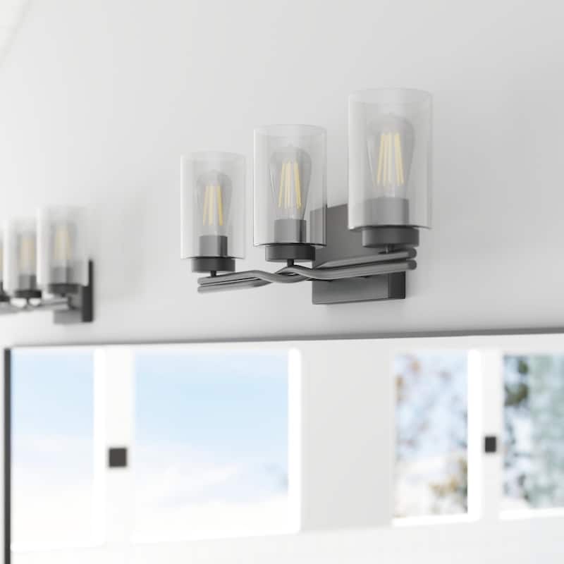 Prominence Home Lantier Matte Black 3-Light Bathroom Vanity Light with Clear Glass