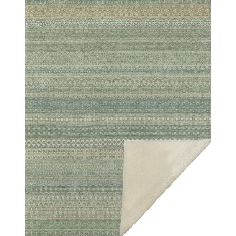 Premium Machine Washable Boho Stripes Sherpa Throw Blanket