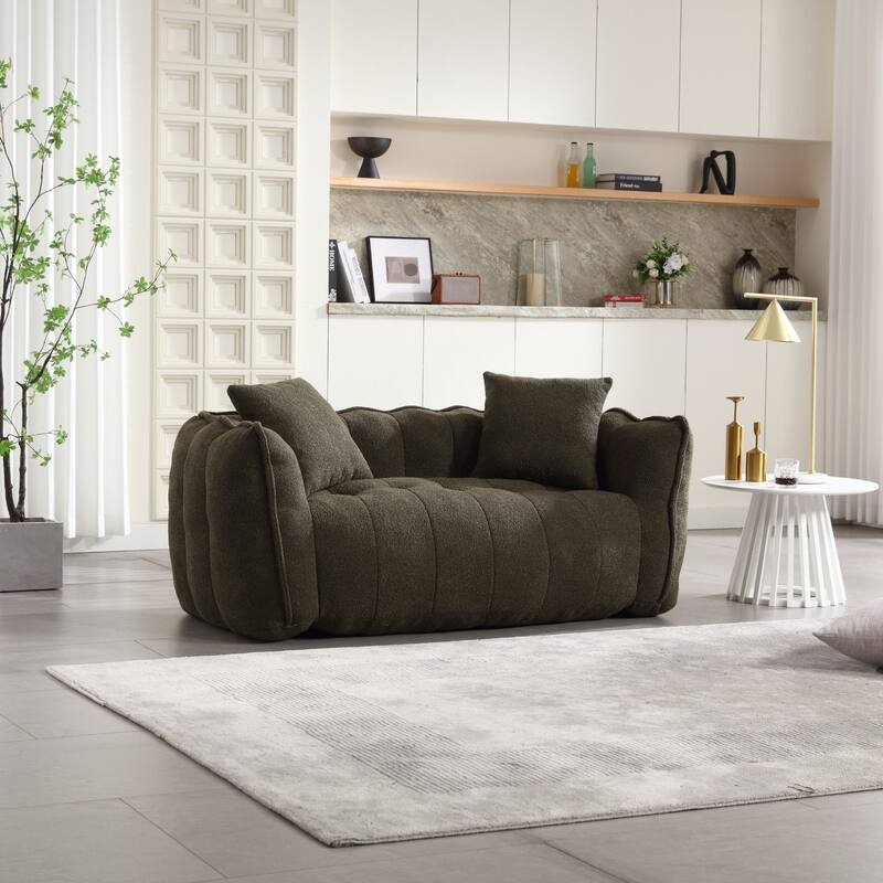 Soft Bean Bag Chair for Adults, Cozy Lazy Bean Bag Sofa, 2 Seat with Armrests for Home