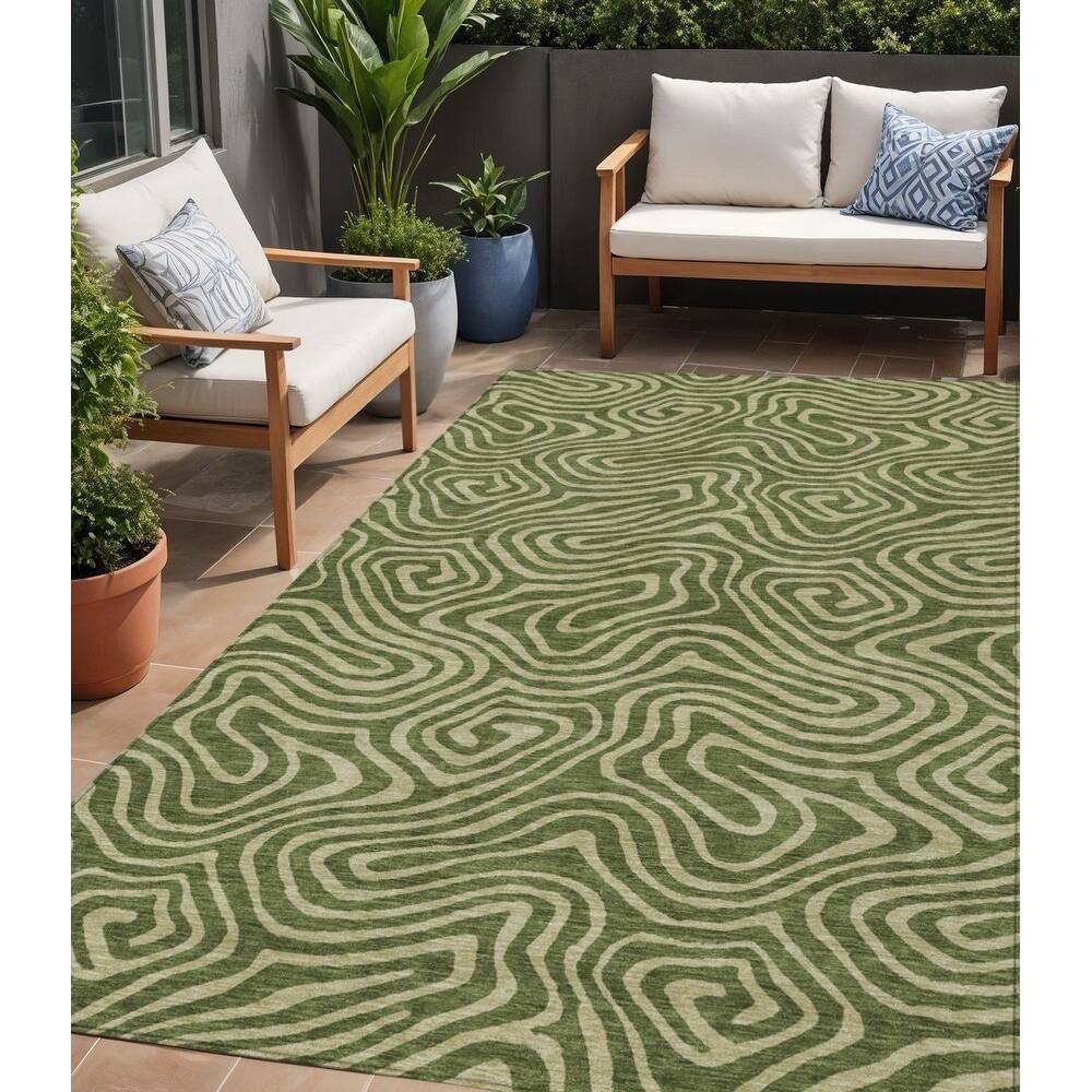 HomeRoots Abstract Transitional Rectangle Outdoor Rug