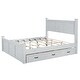 preview thumbnail 8 of 8, Farmhouse Style King Size Wood Panel Bed Frame Four Square Poster Bed with Three Storage Drawers, Ancient White